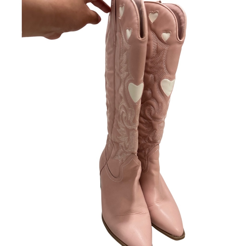 Pink Heart Cowboy Boots - Size 9